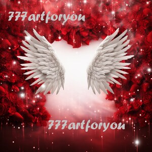 Red Silver In Loving Memory Christmas Heavens Gate Angel Wings Memorial Background PNG add photo rest in peace for funeral RIP memorial