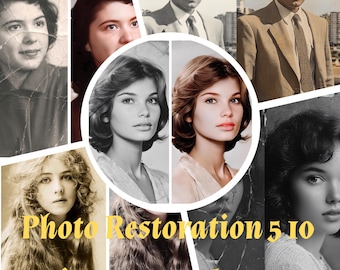 Ekspercka usługa renowacji zdjęć, ulepszania i koloryzacji, przywracania starych zdjęć, zaawansowanej naprawy zdjęć, ulepszania zdjęć od 5 do 10 obrazów