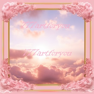 Rosa Himmel-Goldrahmen In liebevoller Erinnerung für immer in unseren Herzen Himmelstor-Denkmal PNG hinzufügen Foto ruhen in Frieden Vorlage Beerdigung RIP-Denkmal
