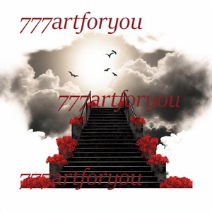 cielo rojo, puerta del cielo rojo, escaleras del cielo, descanso en el cielo png, monumento fúnebre, funeral rojo png, enlace instantáneo, rip png, letras negras rojas,