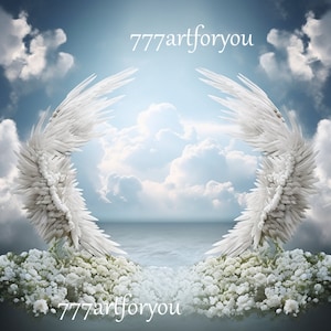 Heaven Background | Heaven Gate | Angel Wings | In Loving Memory Background | Memorial Art | Shirt Design Digital Download | Funeral Sign