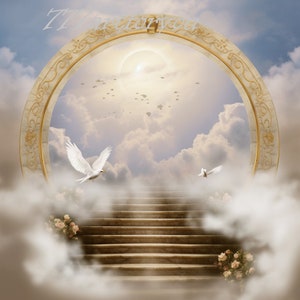 Stairs to Heaven Memorial Background PNG, Heavens Gate In loving Memory PNG, Digital File, Add your own text and picture, Instant Download