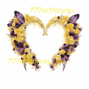 Purple Yellow Heaven Gate Loving Memory Forever In Our Hearts Angel Wings Memorial PNG add photo rest in peace template funeral RIP Memorial
