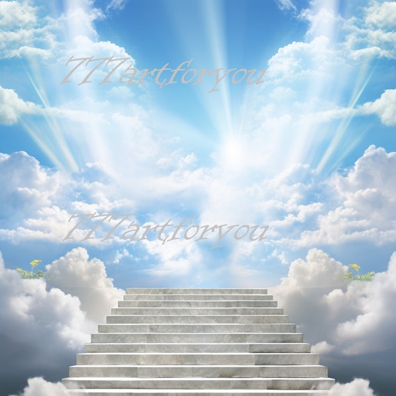 Blue Baby Blue Sky Clouds Heavens Stairway Memorial Background 