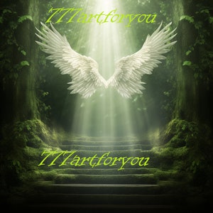 Green Spotlight Heavens Gate Stairs In Loving Memory Forever In Our Hearts Angel Wings PNG add photo rest in peace template RIP Memorial