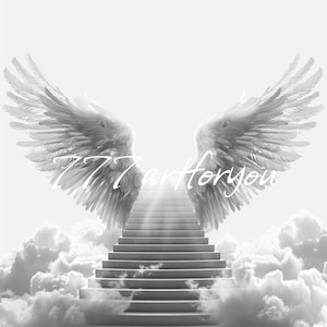 Negro Plata Cumpleaños celestial Cielo Escaleras para siempre en nuestros corazones Alas de ángel PNG agregar foto descansa en paz plantilla RIP Memorial