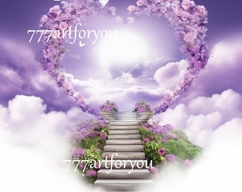 In Loving Memory PNG, Purple Stairs to Heaven, Funeral Shirt Design, Memorial Printable, RIP Background, In loving memory