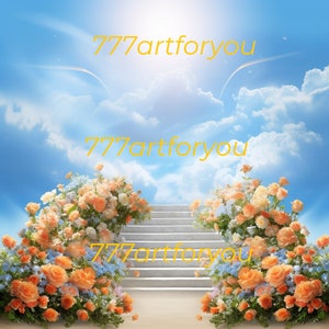 Orange  Heavens Stairway In Loving Memory Angel Wings Memorial Background PNG add photo rest in peace template for funeral RIP Memorial