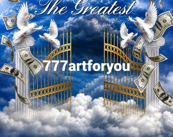In Loving Memory PNG, Blue Sky Heaven Stairway Memorial Background for Funeral, Memorial & Remembrance. Canva Memorial T-Shirt Sublimation.