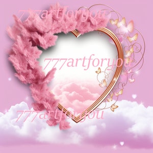 Pink Sky Gold Frames In Loving Memory Forever In Our Hearts Heavens Gate Memorial PNG add photo rest in peace template funeral RIP memorial