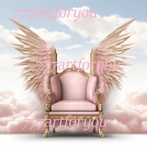 Pink Gold Chair Sky Heavens Gate Forever In Our Hearts Angel Wings Memorial PNG add photo rest in peace template for funeral RIP Memorial