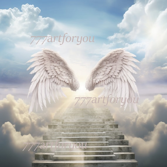 Memorial Picture Frame, Stairway To Heaven Clouds, Blue, Sublimation  Design, Instant Download, Digital File, PNG, Design #RIP-10