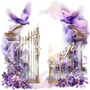 purple sky, purple heaven, heaven stairway, doves, purple clouds, rest in heaven, heaven background, rip png, instant download