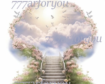 Schody Bramy Niebios W Kochającej Pamięci PNG: Na zawsze w naszych sercach | Spoczywaj w pokoju Szablon dla hołdu pamięci. #RIP #MemorialDesign