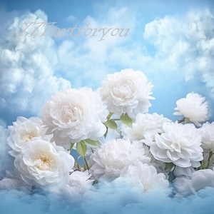 In Loving Memory: Memorial Background Templates - Ascending to Heaven, Rest in Peace, Under the Cloudy Sky -  Design for Instant Download