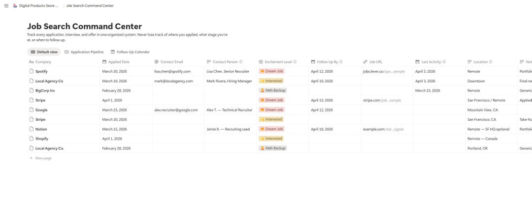 Job Search Tracker Notion Template | Application Manager, Interview ...
