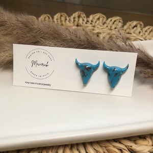 Polymer Clay Earrings | Western Skull Studs