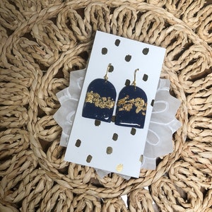 Polymer Clay Earrings | Navy & Gold Collection- Statement Earrings, Dangle Earrings