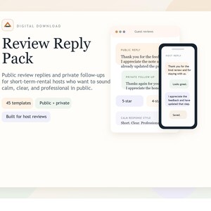 Airbnb Host Review Response Templates, Review Reply Pack, Short Term Rental Review Replies, Positive Neutral Negative Scripts