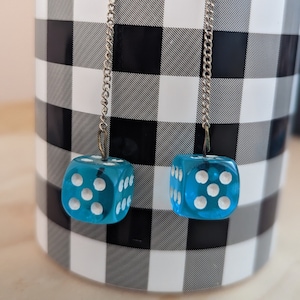 Translucent Blue Dice Earrings