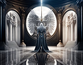 Winged Angel In Mirror Hallway| PNG | Clip Art | JPG | Digital Download