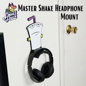Master Shake Headphone Hook Stand Caddy Hanger Holder Desk Wall Mount Display | Aqua Teen Hunger Force Decor Adult Swim