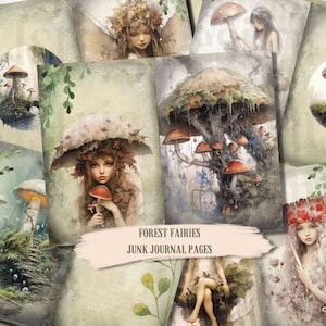 Forest Fairy Junk Journal Pages, Woodland Fairy Papers, Fairytale Journal, Printable, Lunatical, vintage Ephemera, Scrapbook Supplies