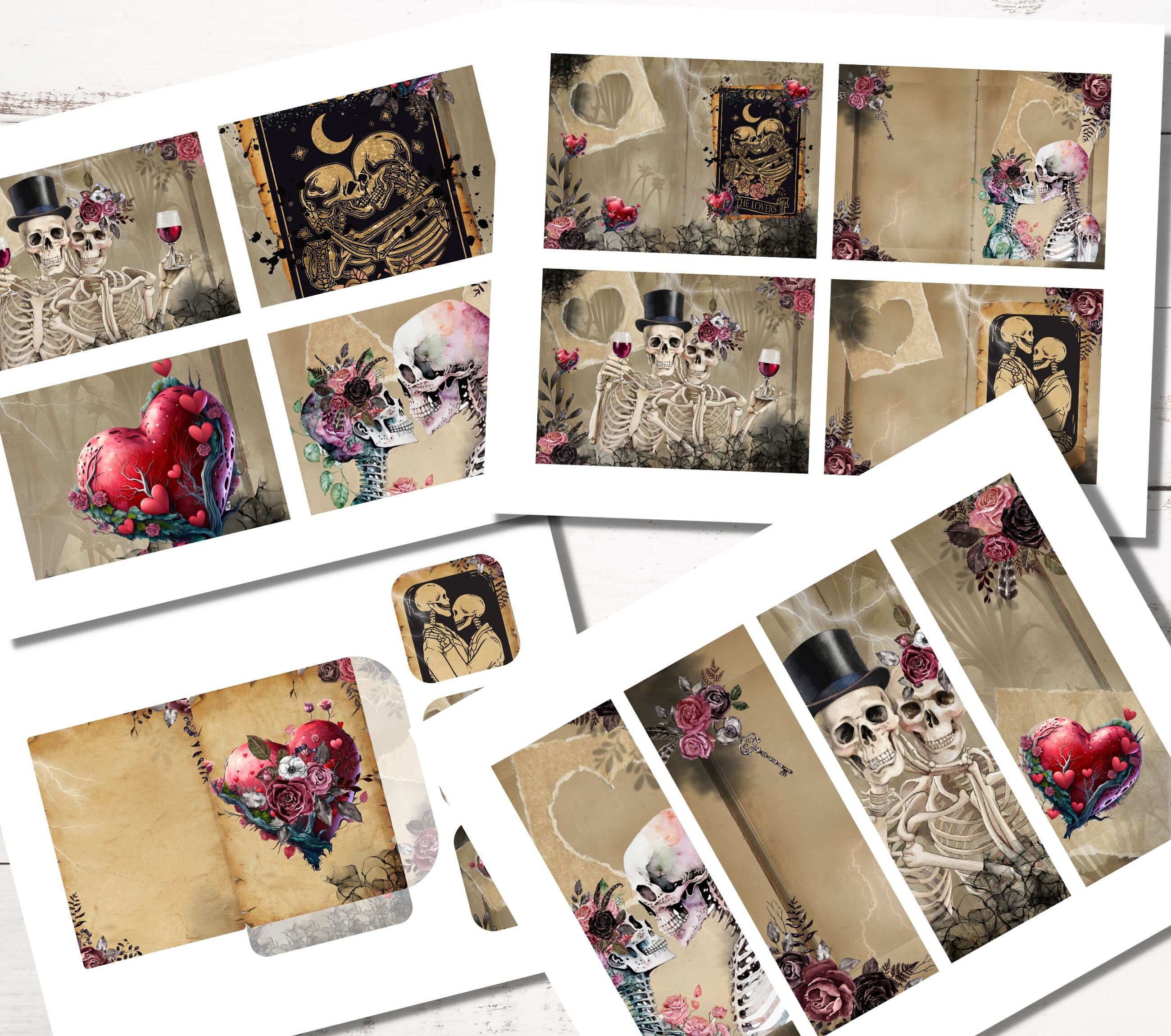 Valentine Junk Journal Kit, Gothic Love, Valentines Day Printable, Love