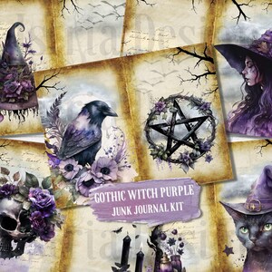 Hexe Junk Journal Kit, Halloween Junk Journal Kit, Gothic Papiere, Vintage Ephemera, Grimoire Seiten, Zauberbuch, Scrapbooking Zubehör