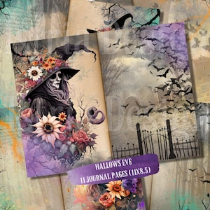 Halloween Journal Pages, Witch Junk Journal Papers, Junk Journaling & Scrapbooking Supplies, Afdrukbaar, Grimoire Pagina's, Instant Download