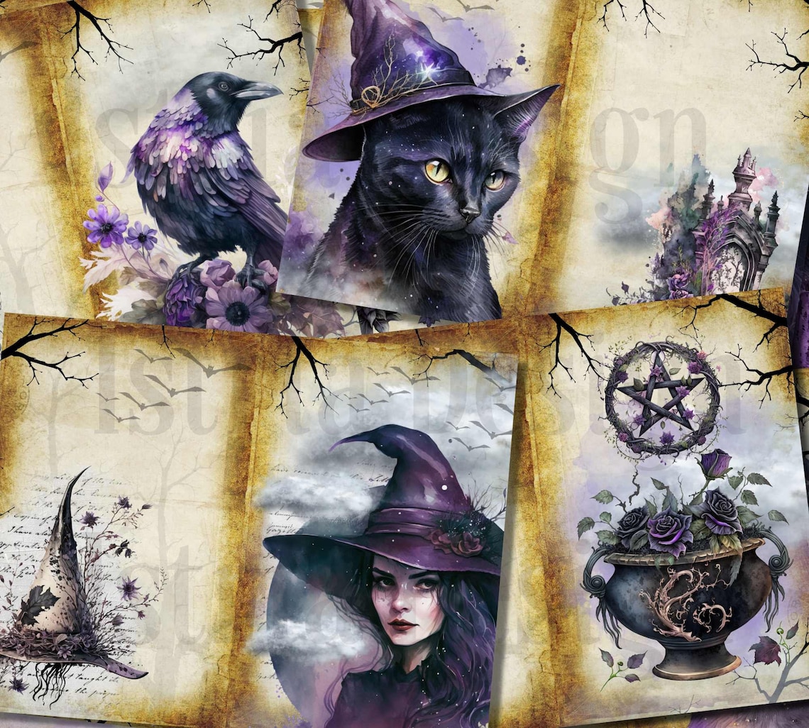 Witch Junk Journal Printable, Halloween Junk Journal Kit, Gothic Papers ...