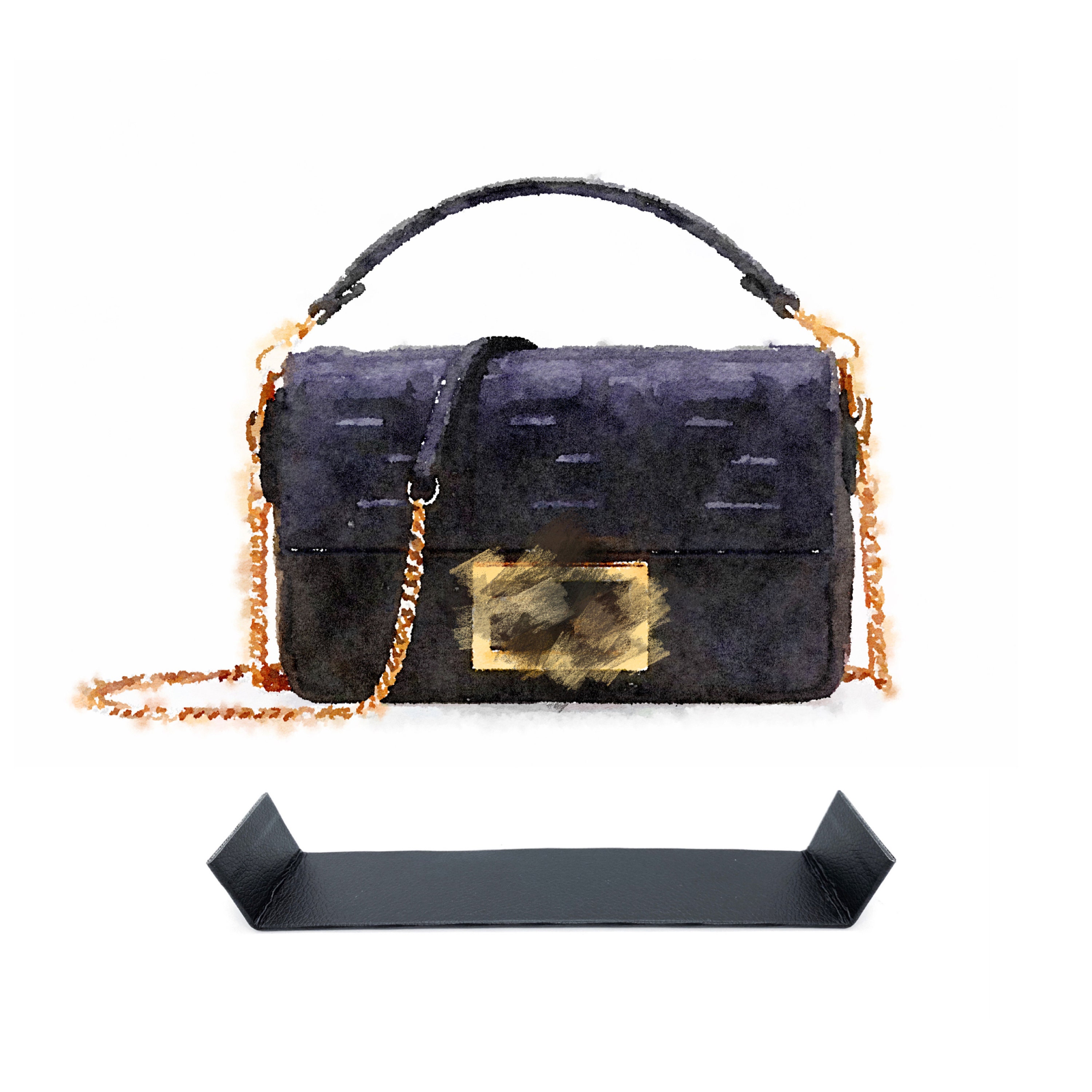 FENDI Mamma Baguette gold sequins scaled leather FF zucca buckle