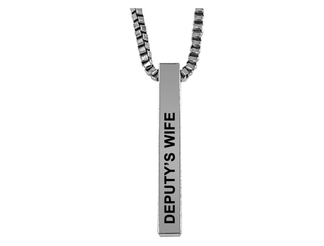 Deputy's Wife Silver Plated Pillar Bar Pendant Necklace Etsy