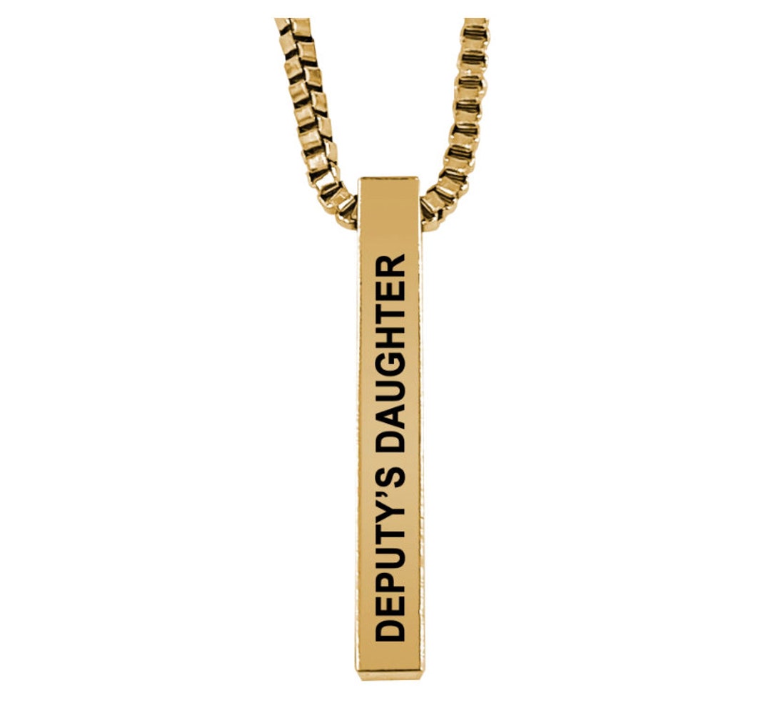 Deputy's Daughter Gold Plated Pillar Bar Pendant Necklace Gift Mother's