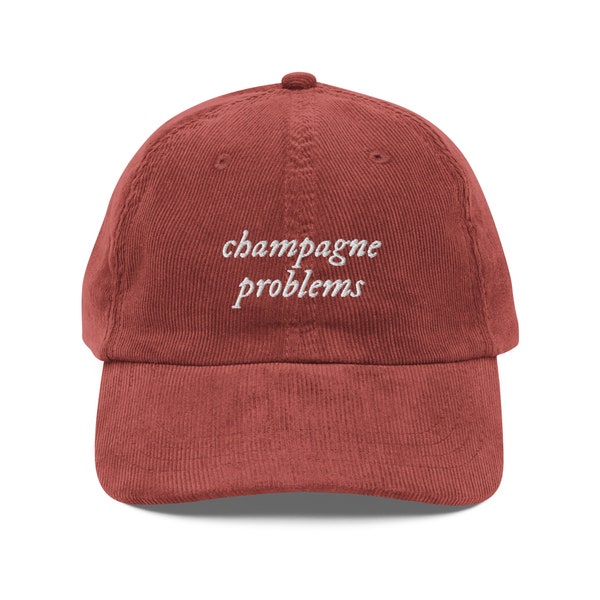 Champagne Problems Embroidery Vintage Corduroy Cap, Taylor Swift, Swiftie Fan Merch, Evermore Era