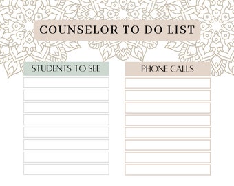 School Counselor To Do List Coloring Instant Download