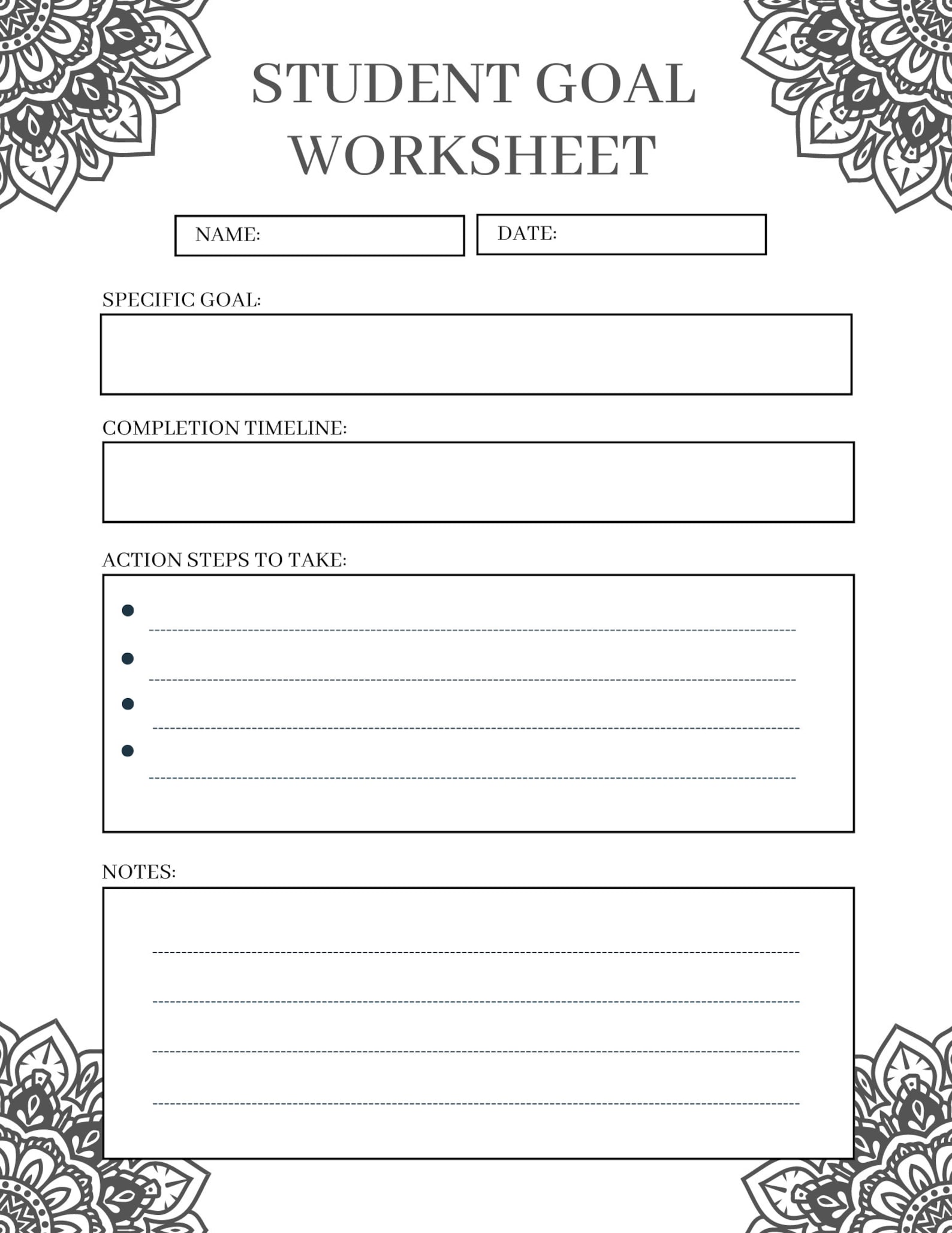 Student Goal Setting Worksheets Printable Instant Download - Etsy
