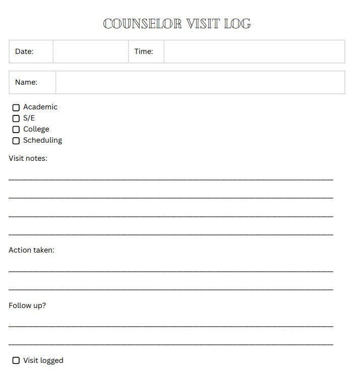 Client Visit Notes Counseling Visit Notes Instant Download - Etsy