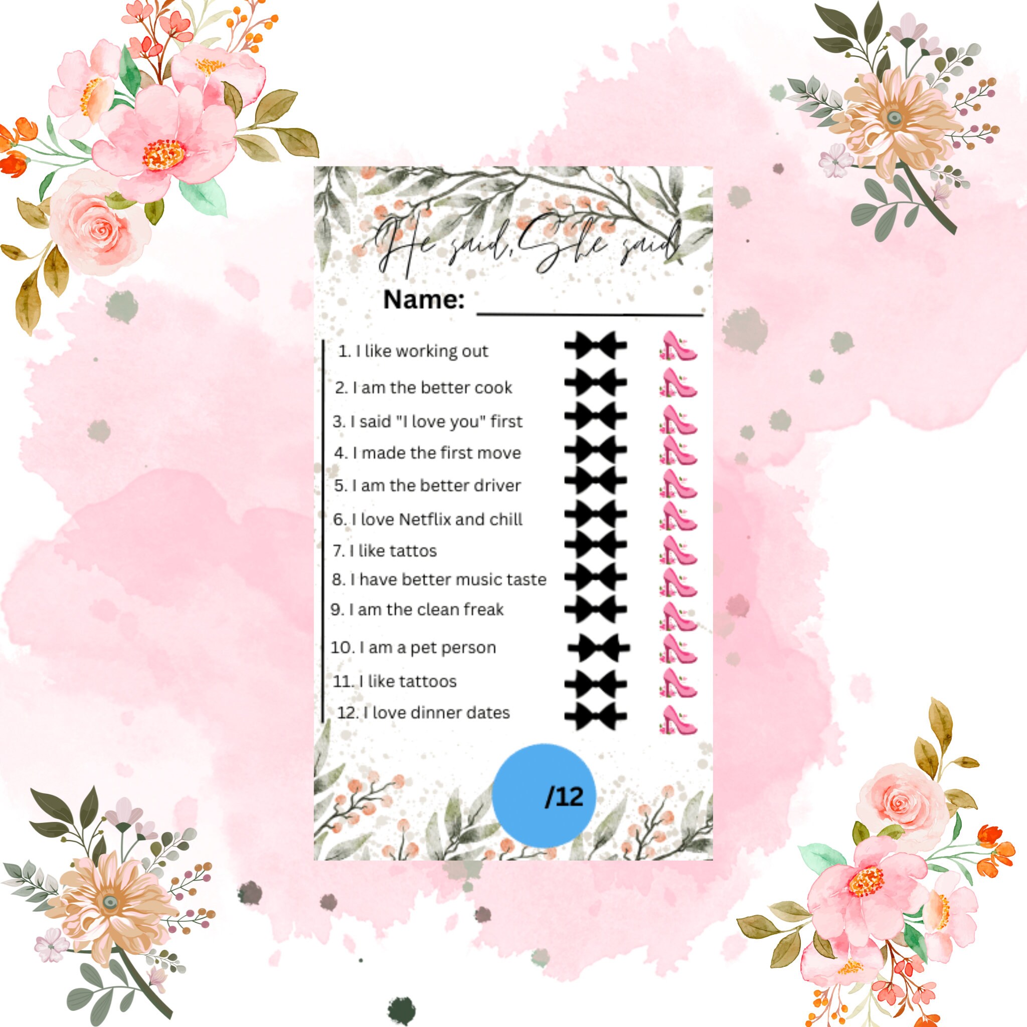 Clean Bachelorette Party Game Printable, Bride Vs Groom, Wedding Shower