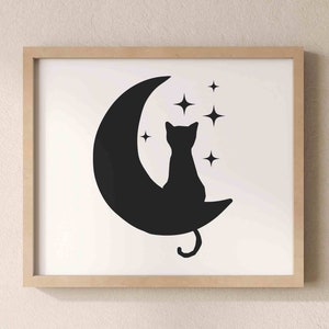 Mond Katze SVG, SVG-Dateien für Cricut, Luna Katze Silhouette, Katze svg, Katzen SVG, Katzenliebhaber, Katzenliebe, Katzengedenkmal, mystisch, Gedenkdesign-Svg