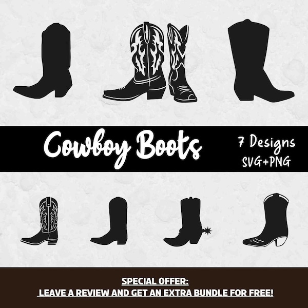 Cowboy Boot SVG Bundle, Svg files for Cricut, Cowboy Boot Cut File, Western Svg, Cowboy SVG, Western Clipart, Cowboy Clipart, Boots SVG