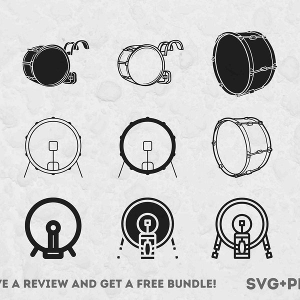 Bass Drum SVG Bundle, Music Svg, Drum Clipart, Svg files for Cricut, Bass Drum, Drummer clipart, Marching Band, Rhythm SVG, Marching Drum