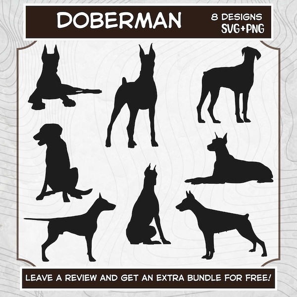 Doberman Svg, Svg files for Cricut, Doberman Silhouette, Doberman Clipart, Doberman PNG, Dog SVG, Doberman Pinscher, Dog Breed Clipart Image