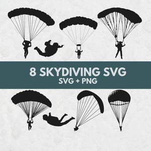 Fallschirmspringen SVG, SVG-Dateien für Cricut, Fallschirmspringen Clipart, Fallschirmspringen Silhouette, Fallschirmspringer schneiden Datei, Luftbild SVG, Instant Download, SVG-Schnittdateien
