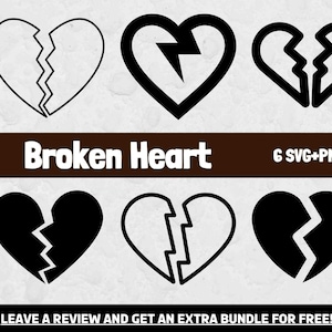 Broken Heart Svg Bundle, Svg Files for Cricut, Heart SVG, Heart clipart, Love SVG, Broken Clipart, Heartbreak svg, Heartbroken, Heart PNG