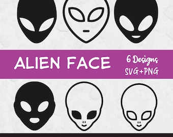 Alien Face SVG PNG DXF Outer Space Cutting File Design - Extra ...