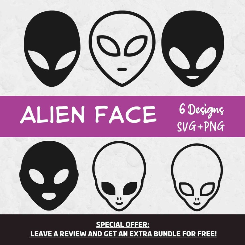Alien Face SVG Bundle, Space SVG, Alien Cut File, SVG Files for Cricut ...