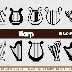 Harp Svg, SVG Files for Cricut, Harp Clipart, Music Svg, Strings Clipart, Musical Instrument Svg, Instrument Clipart