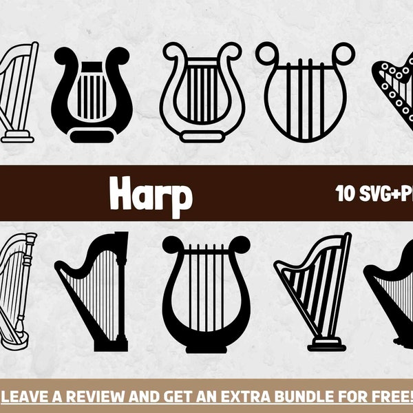 Harp Svg, SVG Files for Cricut, Harp Clipart, Music Svg, Strings Clipart, Musical Instrument Svg, Instrument Clipart