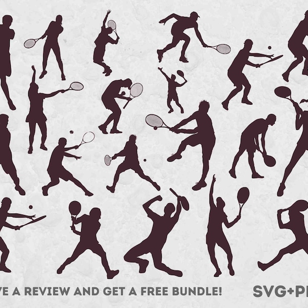 Tennis Svg Bundle, SVG Files for Cricut, Tennis Clipart, Sports Clipart, Tennis Silhouette, Tennis PNG, Tennis Player, Tennis Vector